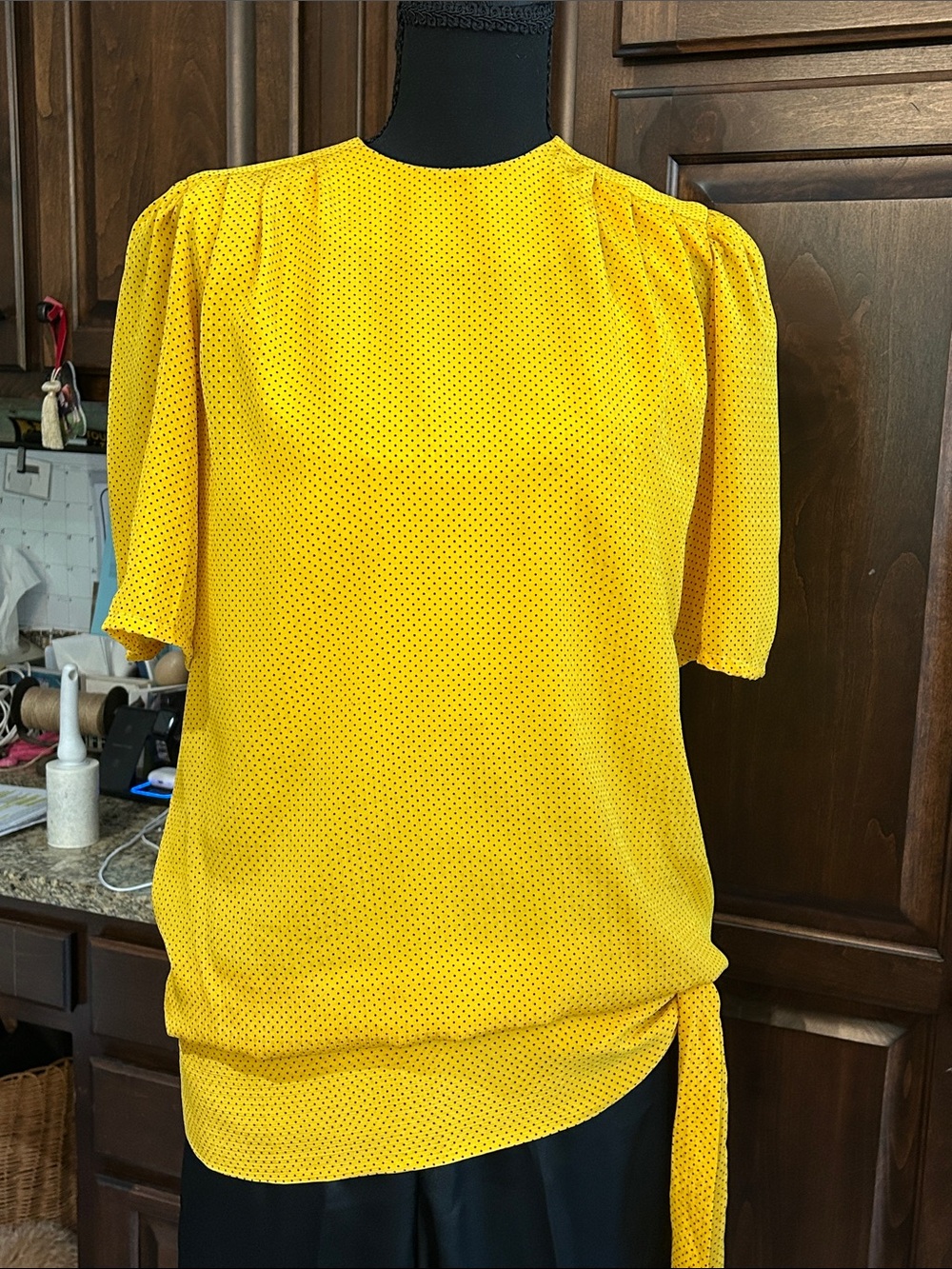 1990’s Liz Claiborne Sz 4 Yellow Polka Dot Short Sleeve Mini-Dress